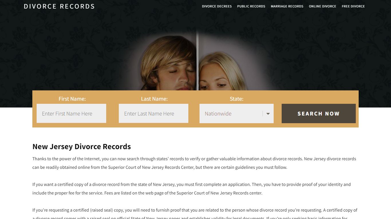 New Jersey Divorce Records | Enter Name & Search | 14 Days FREE